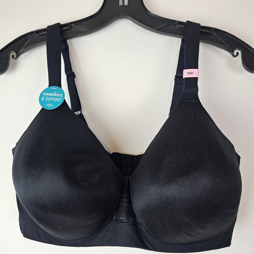 Vanity Fair NWT Size 38D Beyond Comfort Full Figure Wirefree Bra 71282 Black